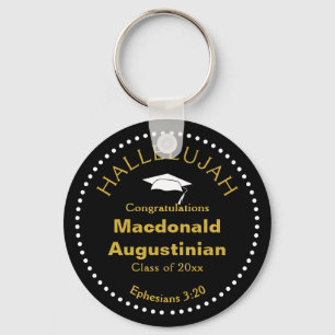 Stylish Personalized HALLELUJAH Christian Graduate Key Ring