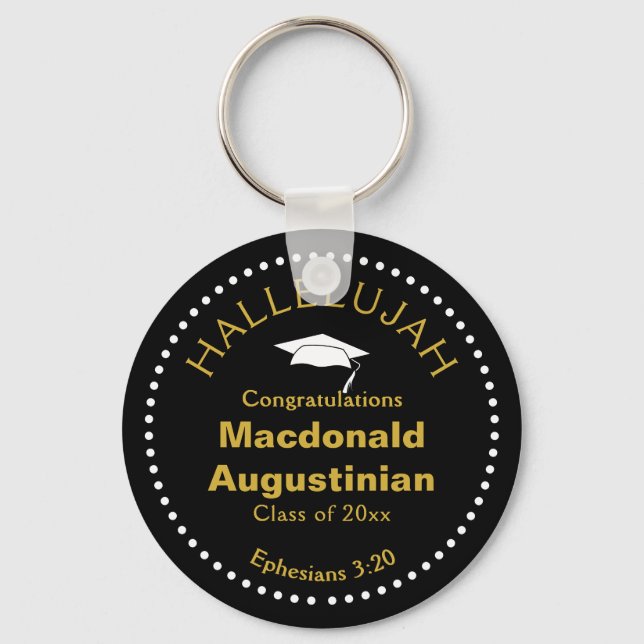Stylish Personalized HALLELUJAH Christian Graduate Key Ring (Front)