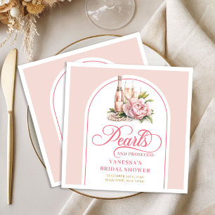 Stylish Personalized Pearls and Prosecco Napkins