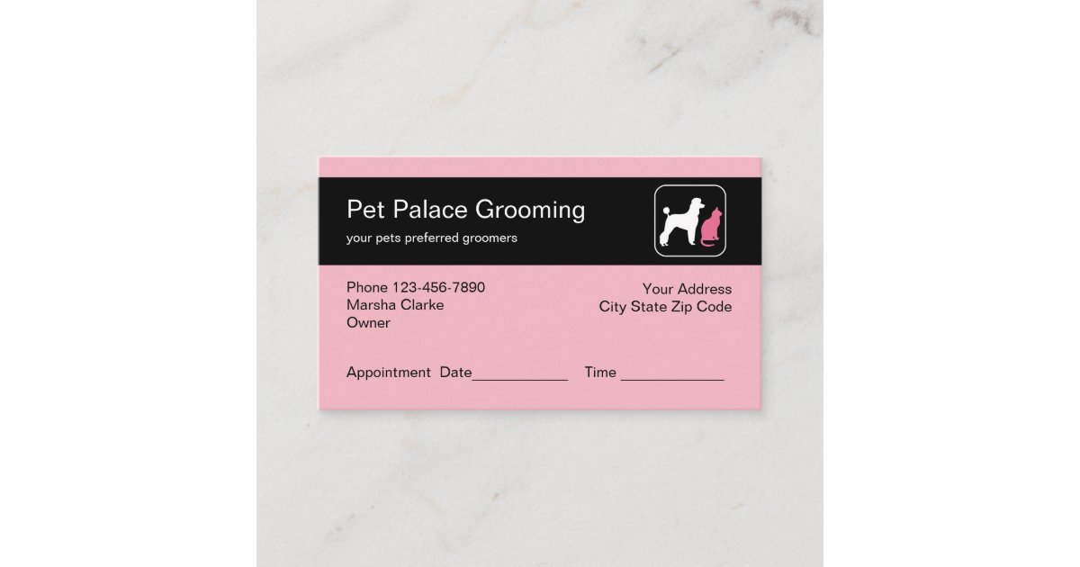 Stylish Pet Grooming Design Appointment Card Zazzle