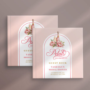 Stylish petals and prosecco blush gold sign album guest book