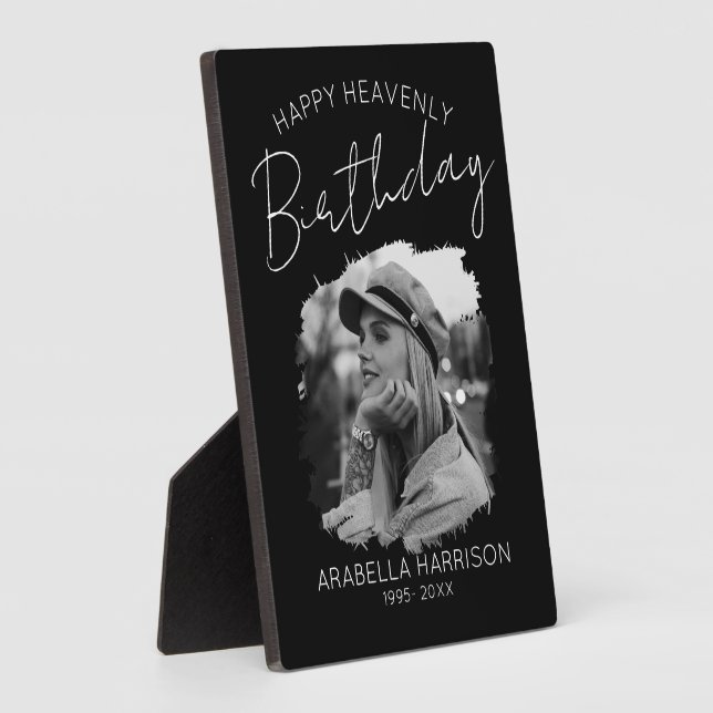 Stylish Photo Birthday Memorial Plaque (Side)