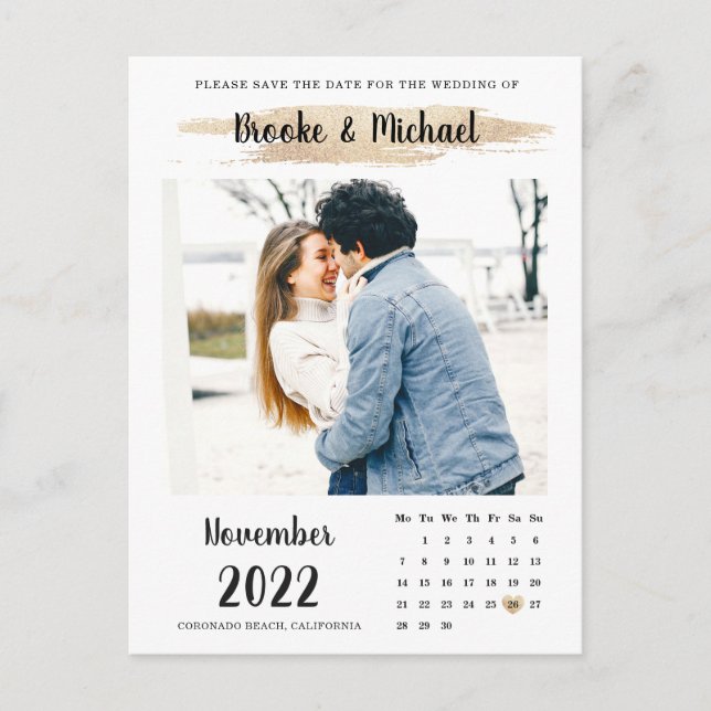 Stylish Photo Calendar Save the date card (Front)
