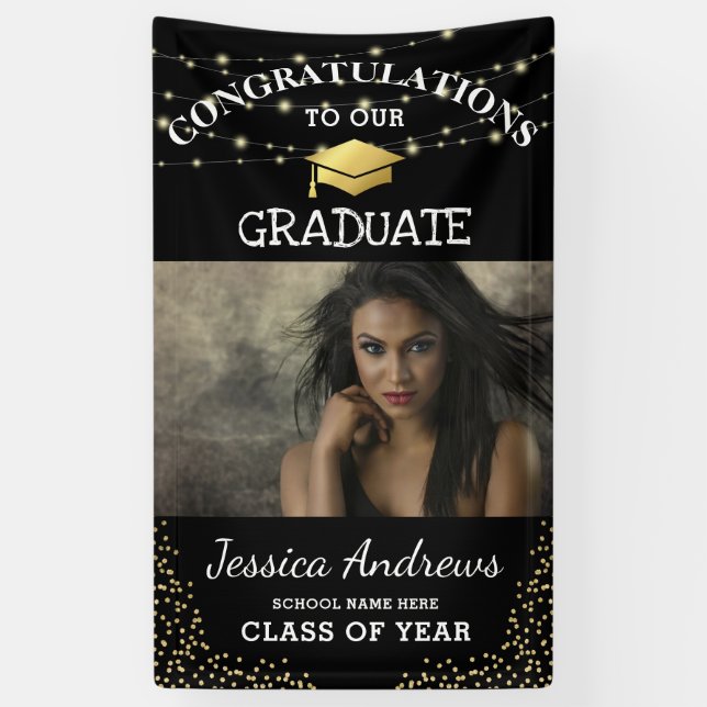 Stylish Photo Class of 2025 Graduation Door Banner (Vertical)