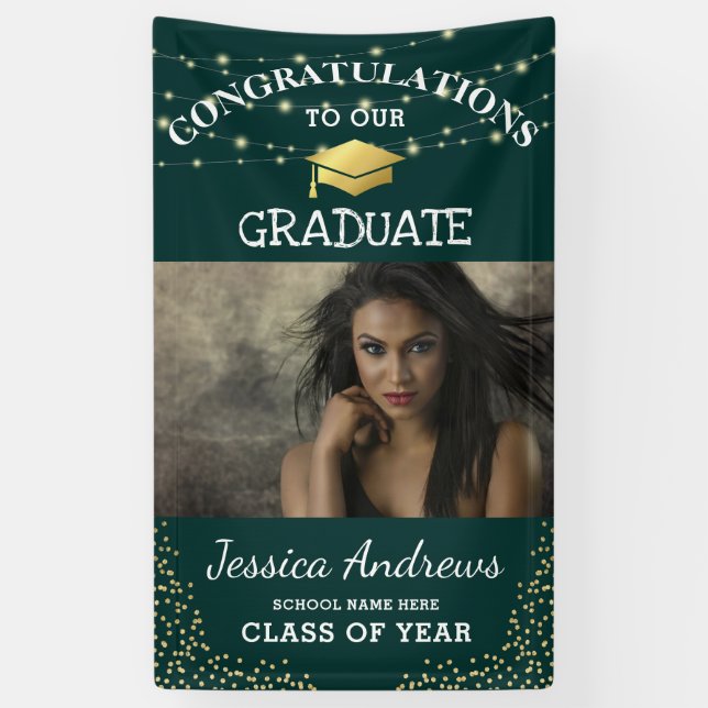 Stylish Photo Class of 2025 Graduation Door Banner (Vertical)