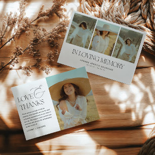 Stylish Photo Collage In Loving Memory Funeral  Thank You Card