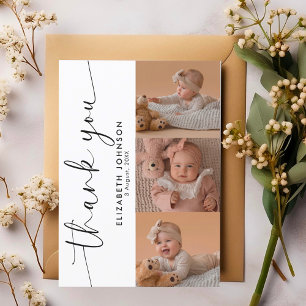 Stylish Photo Collage Moder Thank You Baby Shower Card
