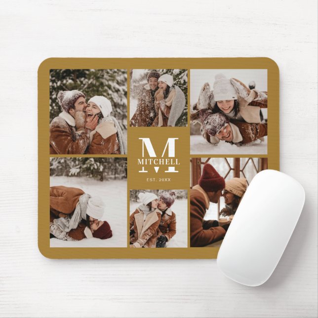  Stylish Photo Collage Personalised Monogram Gift Mouse Mat (With Mouse)