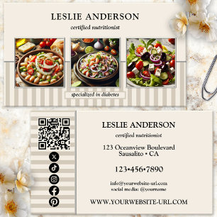Stylish Photo Dietician Nutritionist Health Coach Business Card