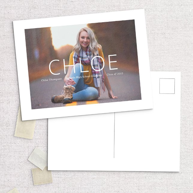 Stylish Photo Graduation Announcement Postcard (Creator Uploaded)