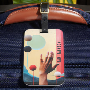 Stylish Photo Hello Hand l Modern Collage Monogram Luggage Tag