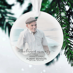 Stylish Photo In Loving Memory Christmas Ornament