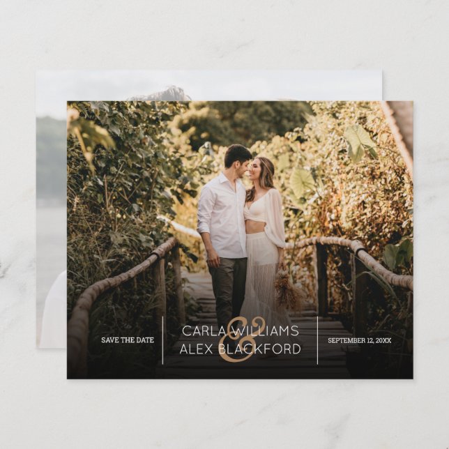 Stylish Photo Modern Wedding Budget Save The Date (Front/Back)
