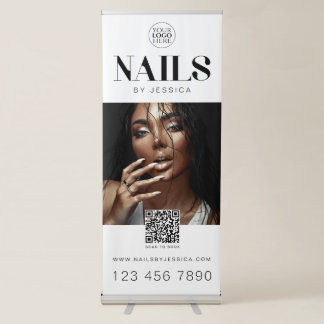 Stylish Photo QR Code Nail Salon Business Retractable Banner