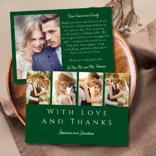 Stylish Photo Strip Modern Emerald Green Wedding  Thank You Card