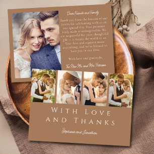 Stylish Photo Strip Modern Mocha Mousse Wedding  Thank You Card