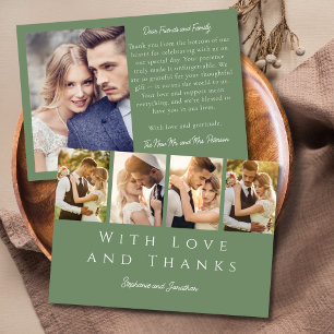 Stylish Photo Strip Modern Simple Sage Wedding  Thank You Card