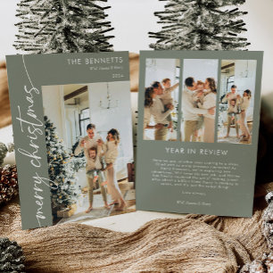 Stylish Photo Year In Review Merry Christmas Holiday Card