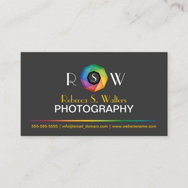 Stylish Photographer Business Card (Front)