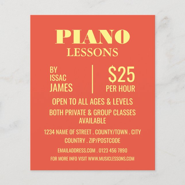 Stylish Piano Lessons Advertising Flyer (Front)