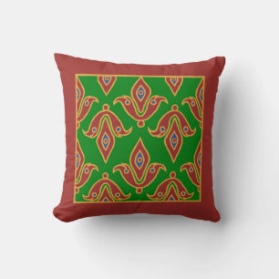 Stylish Pillow, Fleur-de-Lys, Maroon, Green Cushion