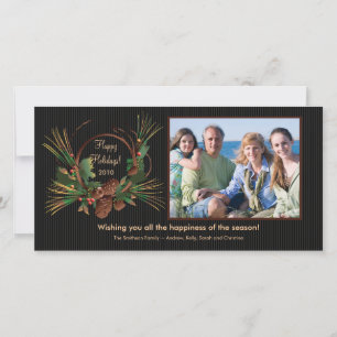 Stylish Pine Cone Wreath Holiday PhotoCard