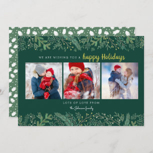 Stylish Pine Vines green trees Holidays Holiday Card
