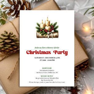 Stylish Pine Wreath Christmas Candles Invite