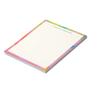 Stylish Pink Abstract Border Personalised Name Notepad