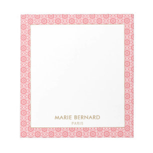 Stylish Pink Abstract Lattice Pattern Border Notepad
