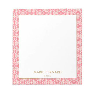 Stylish Pink Abstract Lattice Pattern Border Notepad