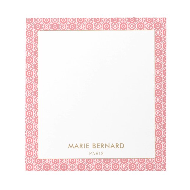 Stylish Pink Abstract Lattice Pattern Border Notepad (Front)