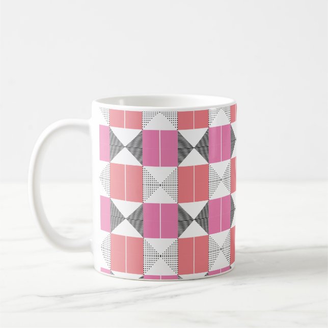 Stylish Pink and black geometric pattern Coffee Mug (Left)