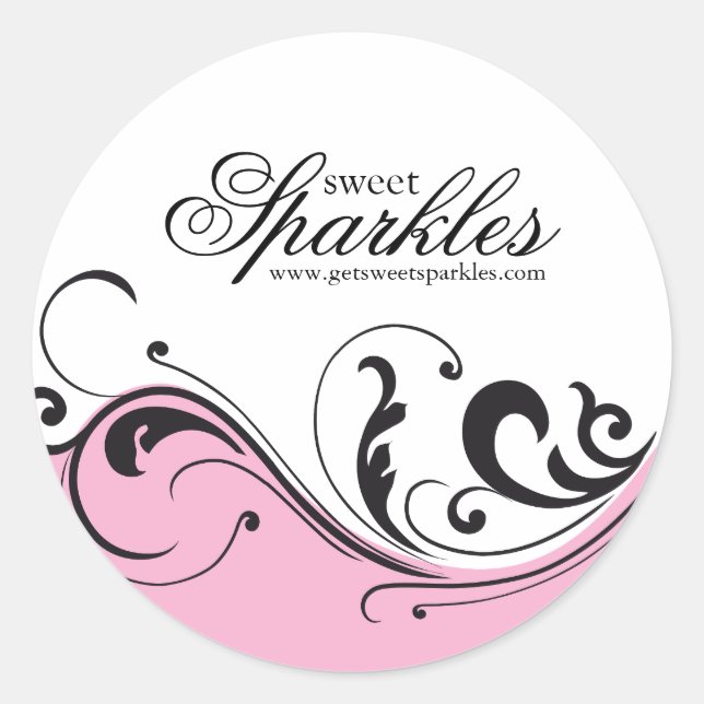 Stylish Pink and Black Packaging Stickers (Front)