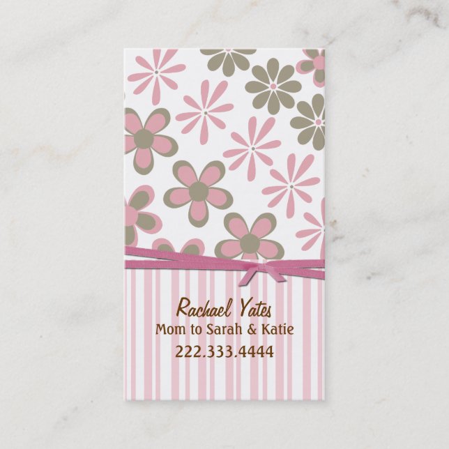 Stylish Pink and Brown Custom Mummy Card (Front)