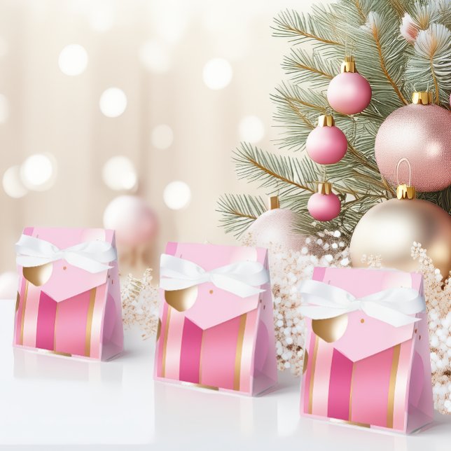 Stylish Pink and Metallics   Favour Box (Beautiful Berry and Baby Pink and Gold Favor Boxes)