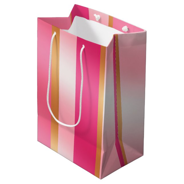 Stylish Pink and Metallics   Medium Gift Bag (Front Angled)