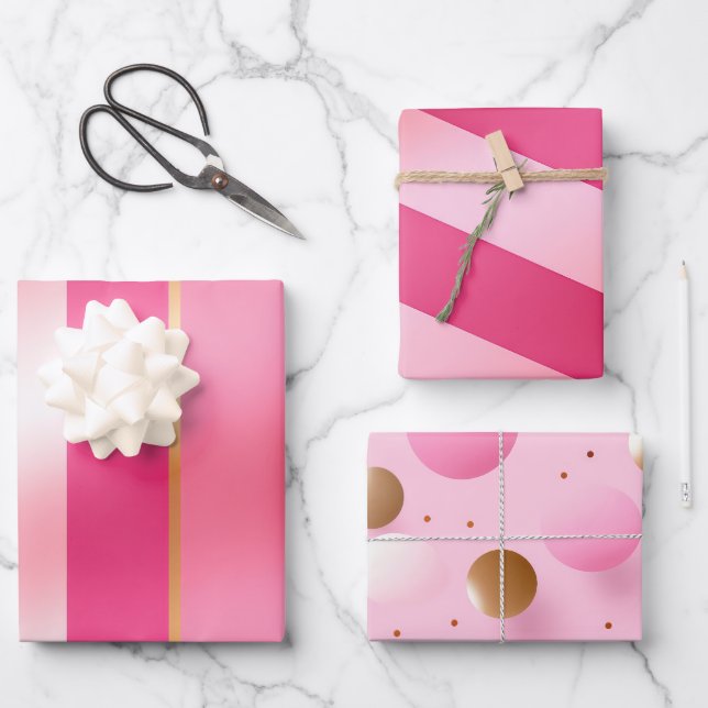 Stylish Pink and Metallics   Wrapping Paper Sheet (Front)