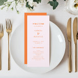 Stylish Pink and Orange Typography Wedding Programme<br><div class="desc">Give your guests a sneak peak into your wedding program with this elegant program card,  featuring minimalist light pink background and your custom text. Easily add your own details by clicking on the "personalise" option.</div>