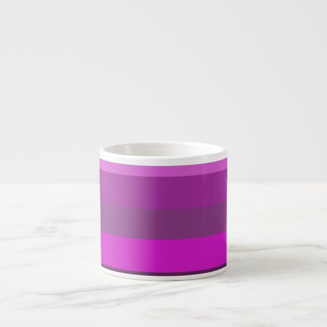Stylish pink and purple monochrome Stripes pattern Espresso Cup (Front)