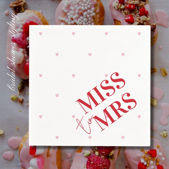 Stylish Pink and Red Love Heart Bridal Miss to Mrs Napkin (Creator Uploaded)
