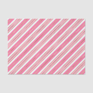 Stylish Pink and Silver Christmas Stripes Tissue Paper