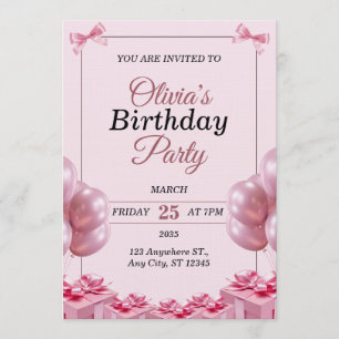 Stylish pink Birthday Invitation Card