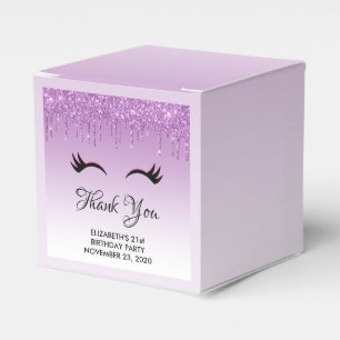 Stylish Pink & Black Eyelashes on Dripping Glitter Favour Box