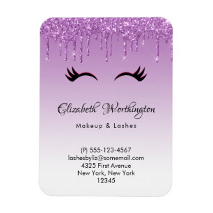 Stylish Pink & Black Eyelashes on Dripping Glitter Magnet
