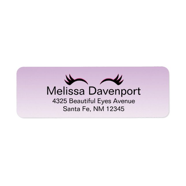 Stylish Pink & Black Eyelashes on Purple Gradient (Front)