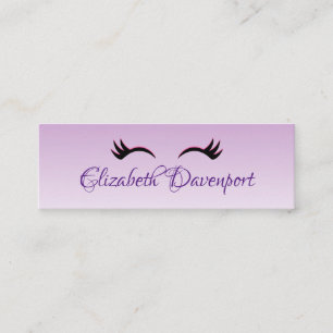 Stylish Pink & Black Eyelashes on Purple Gradient Mini Business Card