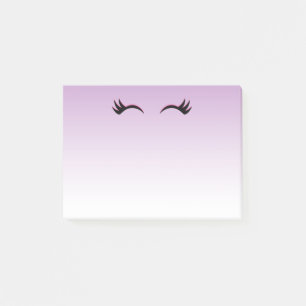 Stylish Pink & Black Eyelashes on Purple Gradient Post-it Notes