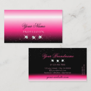 Stylish Pink Black Ombre Sparkle Diamonds Luxury Business Card