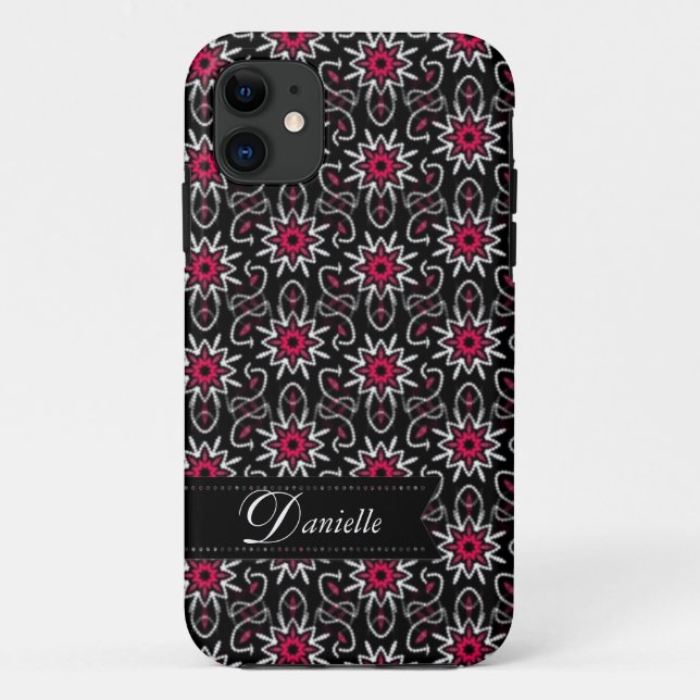 Stylish Pink+Black Stars pattern Case-Mate iPhone Case (Back)